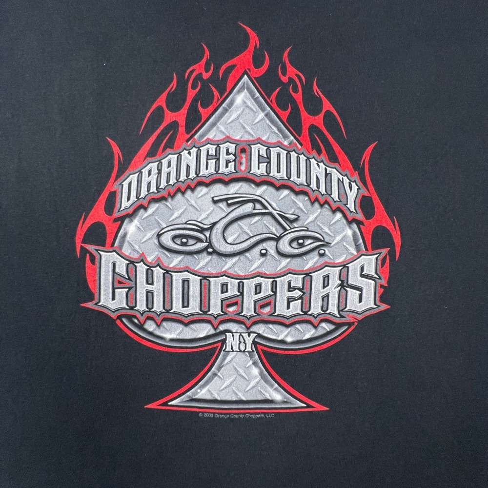 Orange County Choppers T-Shirt Mens XL Black Vintage Spade Flame 2003 ODM Biker